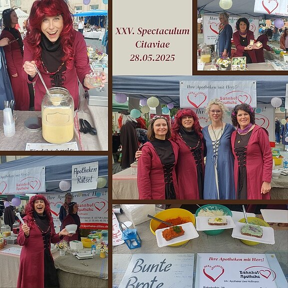 Fotocollage zur Teilnahme der Apotheke am Zittauer Mittelalterfest  